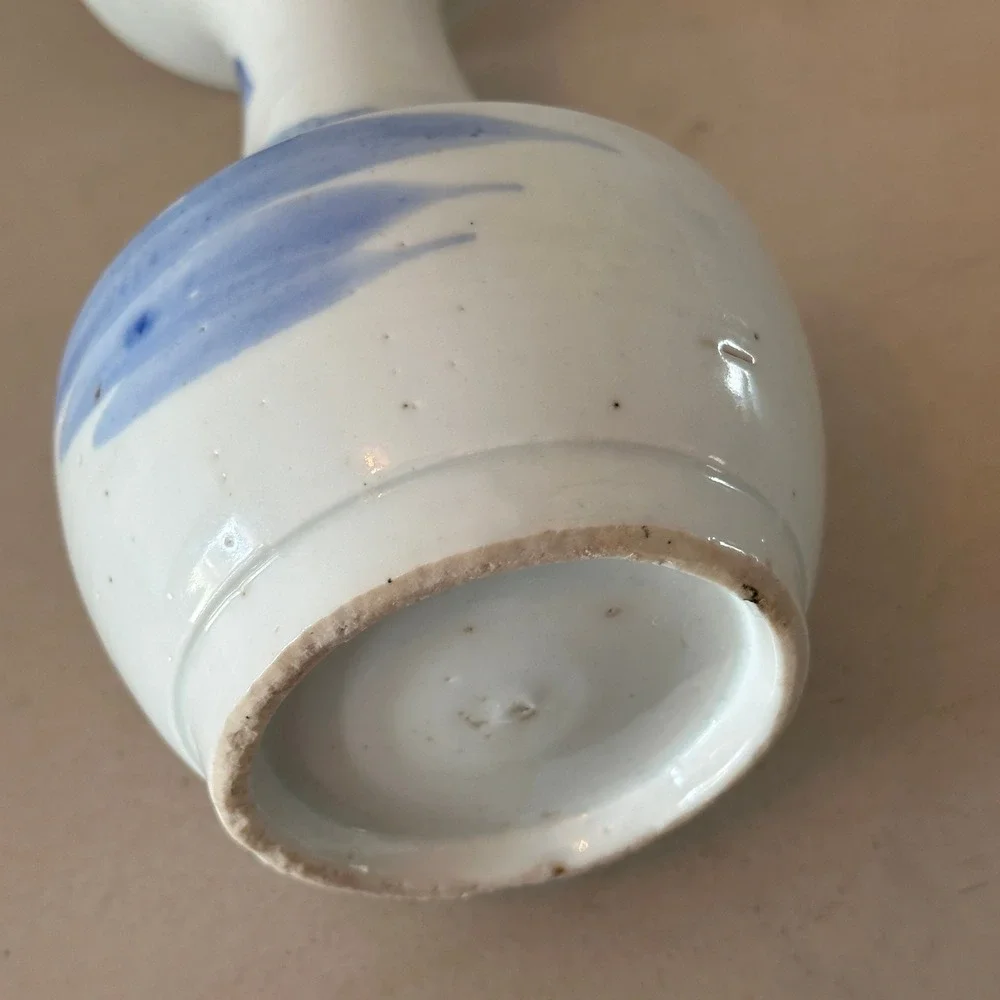 Antique Japanese Sometsuke Blue White Porcelain Landscape Vase 19th Century